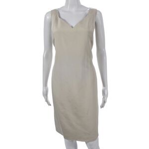Rickie Freeman Womens Beige V-Neck Sleeveless Knee Length Dress Size 12